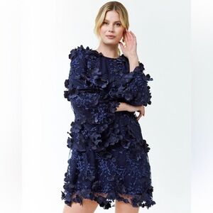 Mestiza New York Flora Mini Dress Navy Lace 3D Floral NWT S & XL Glamorous